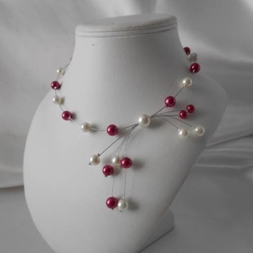 Parure mariage 2 pièces "cora" perles ivoire & rosé 