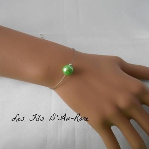 Bracelet mariage lana perle nacrée verte 