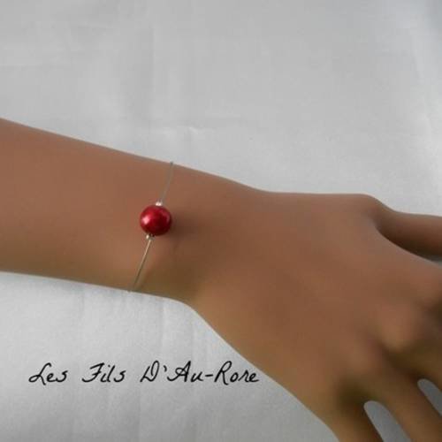 Bracelet mariage lana en perle nacrée rouge 