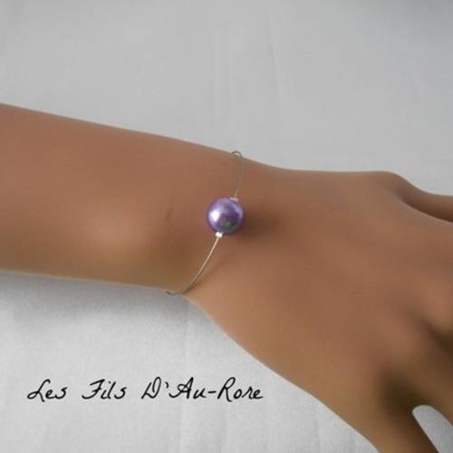 Bracelet mariage lana en perle violet/parme 
