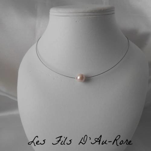 Parure mariage lana collier & bracelet en perle rose poudré 