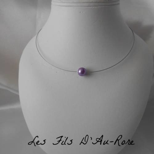 Parure mariage lana 2 pièces collier & bracelet en perle violet/parme 