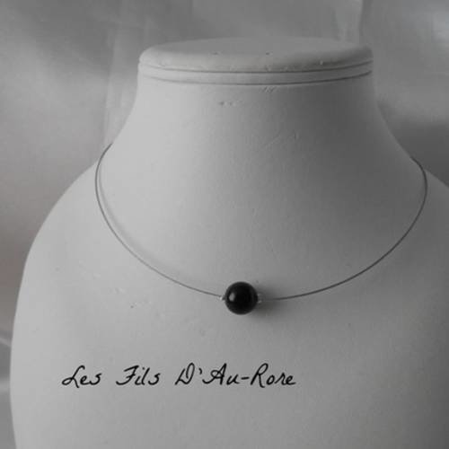 Parure mariage lana 2 pièces collier & bracelet en perle noir 