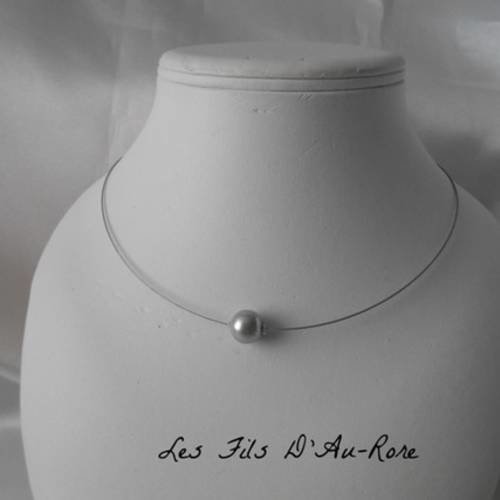 Parure mariage lana collier & bracelet en perle grise 