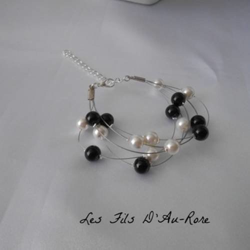 Bracelet mariage tunise en blanc et noir 