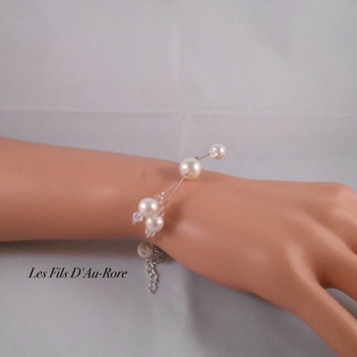 Bracelet mariage fantasia perles nacrée ivoire 