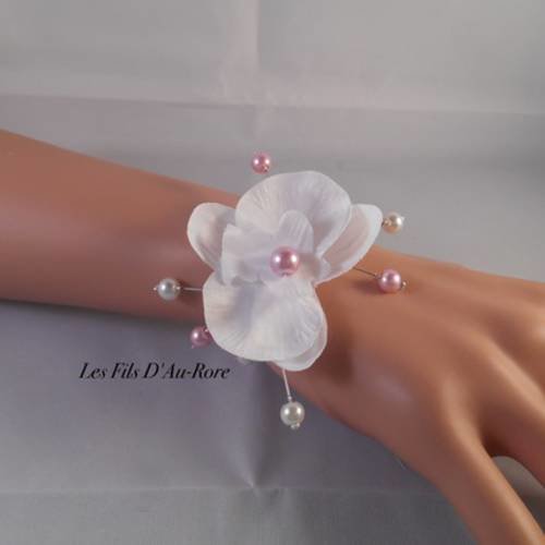 Bracelet pauline rose poudré & blanc 