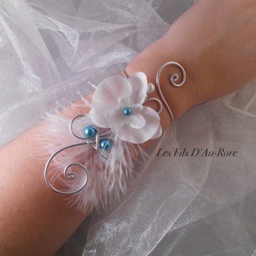 Bracelet mariage zola en turquoise & blanc 