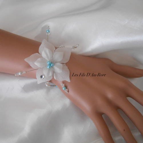 Parure orlane 2 pièces collier & bracelet en turquoise & blanc 