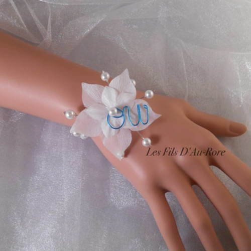 Bracelet mariage holly en turquoise & blanc 