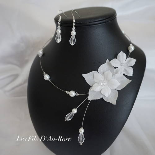 Parure De Bijoux Mariage Boucles D'Oreilles Pendantes Collier En Argent 925 Avec Saphir, Bijoux