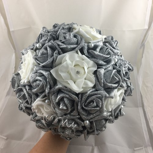 Bouquet mariage louna en argenté & blanc