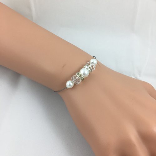Bracelet mariage lulu en blanc & strass 