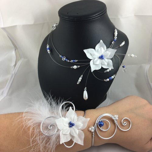 Parure myllie/lolita collier & bracelet en bleur roi & blanc 