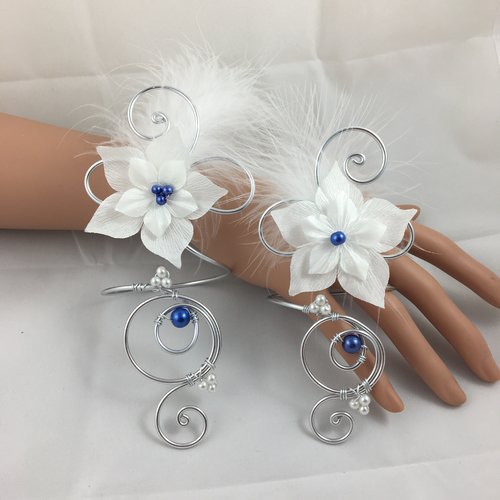 Bracelet mariage lolita avec fleur de soie blanche 