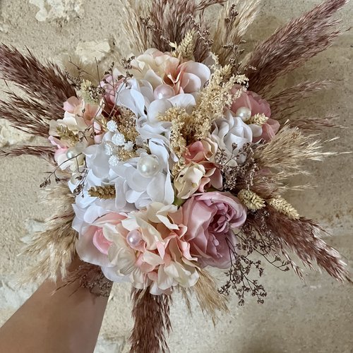 Bouquet de mariée yacinthe en fleur séchées