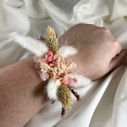 Bracelet en satin mariage champêtre boh10