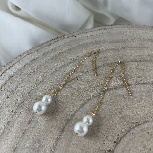 Boucles d'oreille mariée en perle louana