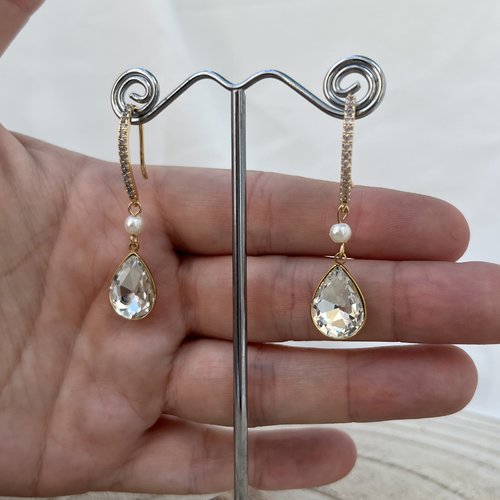 Boucles d'oreille bogota strass argenté