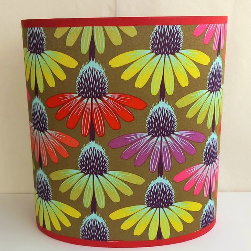 Abat-jour artisanal, fait main, lampe à poser, tissu multicolore