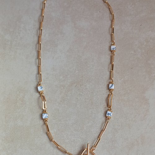 Collier ras du cou, or 18 carats, pierres naturelles, fait main