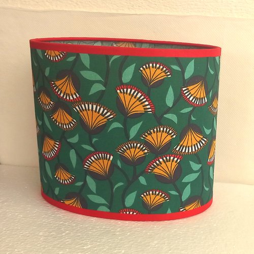 Abat-jour artisanal, lampe à poser, suspension, tissu multicolore