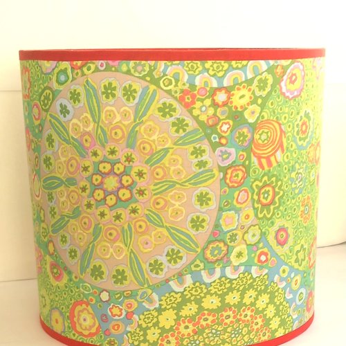 Abat-jour fait main, tissu multicolore