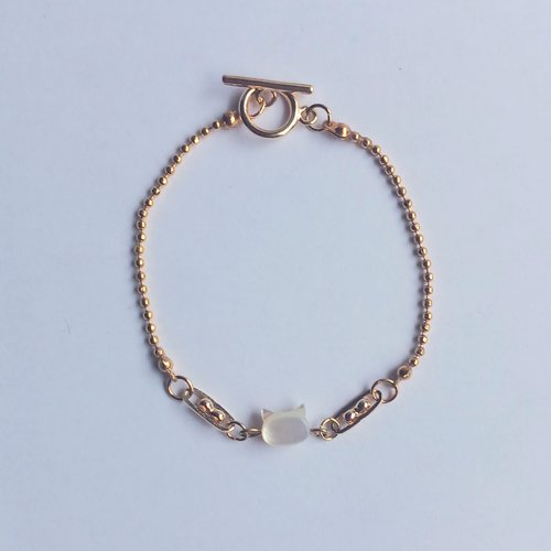 Bracelet artisanal, femme plaqué or et nacre