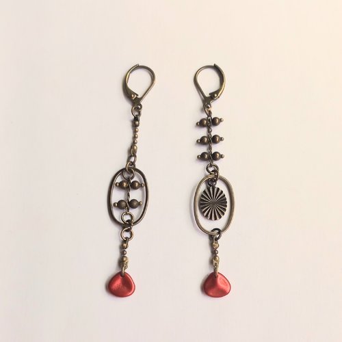 Boucles d'oreilles femme artisanales pendantes assymétriques