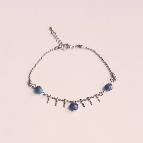 Bracelet artisanal, femme réglable, pierres naturelles