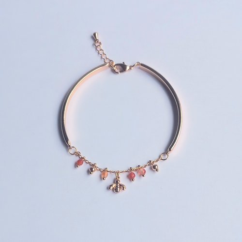 Bracelet artisanal demi joncs plaqué or