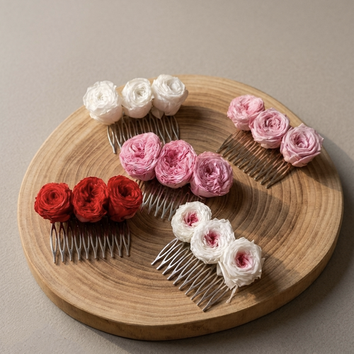 Lot de 5 pinces 10 pics coiffure mariage mariée bohème chic nature champêtre roses éternelles