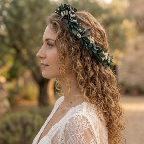 Couronne de fleurs et feuillages éternelles victoria