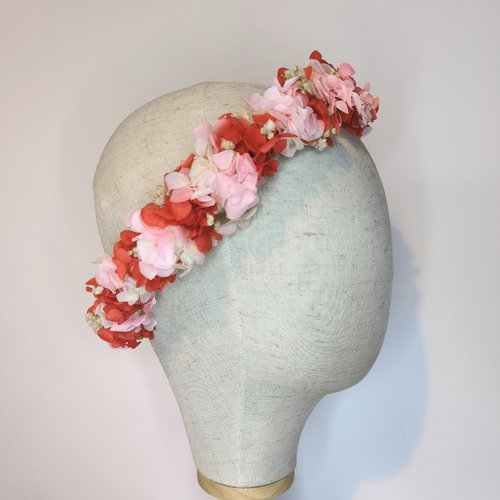 Couronne de fleurs éternelles bohème rouge blanc chic nature mariage mariée