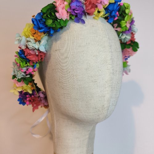 Couronne de fleurs éternelles multicouleur coiffure mariage mariée témoin demoiselle d'honneur shooting photo grossesse baptême