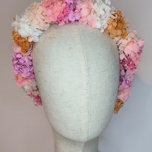 Couronne de fleurs éternelles bohème nature chic champêtre mariage mariée pastel couleurs