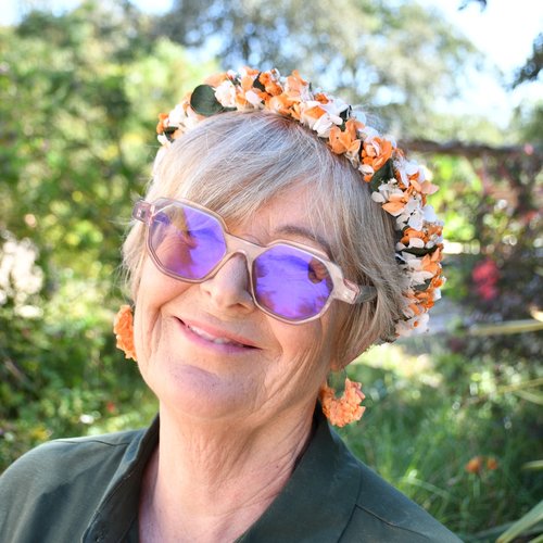 Couronne de fleurs orange vitalité créatif accessoire mariage fait main