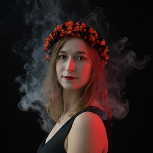 Couronne de fleurs éternelles rock gothique noire rouge halloween costume festival hellfest