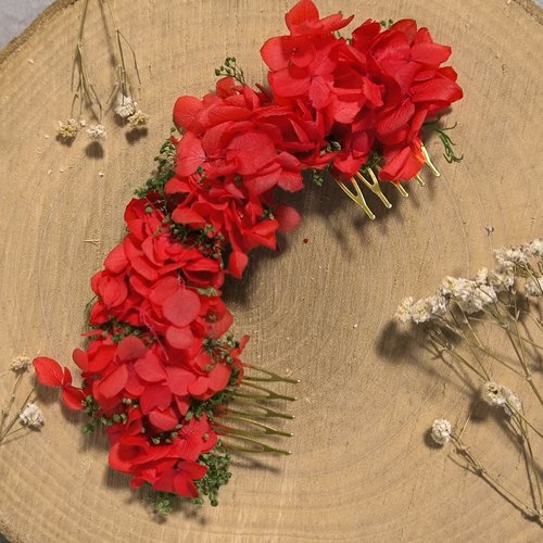 Grand double peigne chignon mariage mariée bohème chic nature champêtre rouge amour