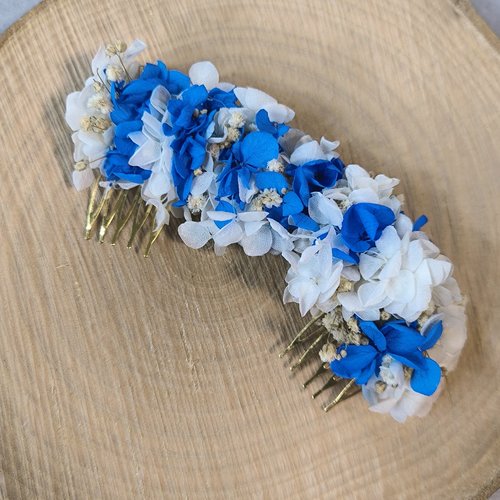 Double peigne pince chignon mariage mariée bleu blanc bohème chic nature champêtre