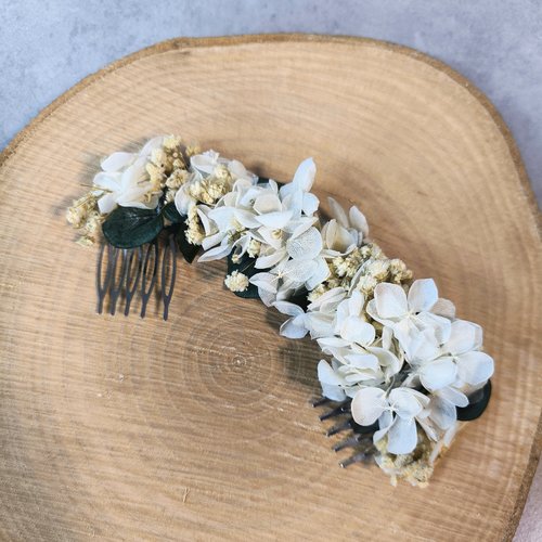 Long peigne pince chignon mariage mariée fleurs éternelles bohème nature chic champêtre