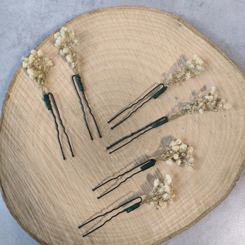 Lot de 6 épingles gypsophile pour mariage mariée témoin bohème chic nature champêtre