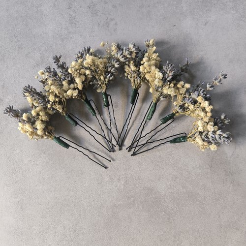 Lot de 8 épingles lavande gypsophile pour mariage mariée témoin bohème chic nature champêtre
