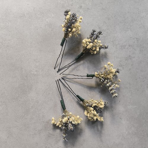 Lot de 5 épingles lavande gypsophile pour mariage mariée témoin bohème chic nature champêtre