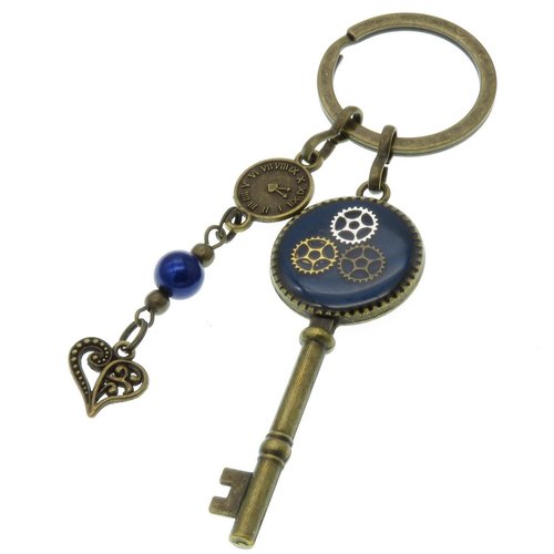 Porte-clés « au coeur du temps » – inspiration steampunk