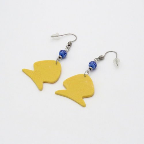 Boucles d'oreilles leather yellow fish