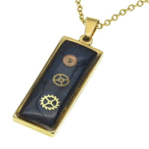 Collier golden red circle – steampunk