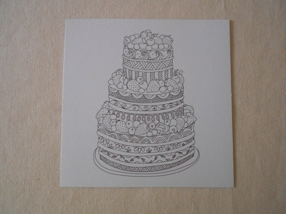 Carte Postale A Colorier Mandala Gateau A Etages Papier Cartonne Papeterie Coloriage Creatif Un Grand Marche