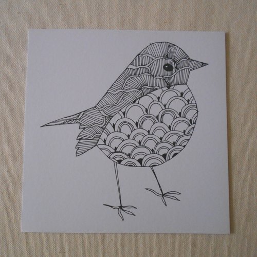 Carte Postale A Colorier Mandala Oiseau Rouge Gorge Papier Cartonne Papeterie Coloriage Creatif Un Grand Marche