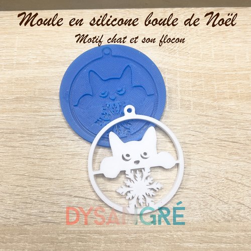 Moules en silicone boule de noël petit chaton 6cm